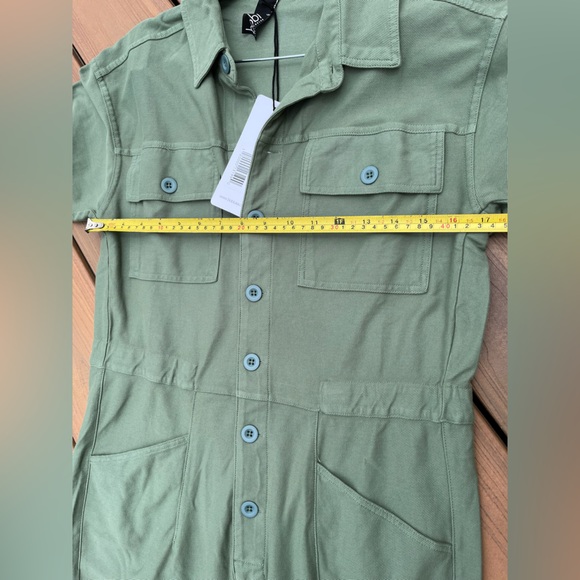 NWT Bobi Los Angeles short sleeve button front jogger jumpsuit, green, Small - Picture 10 of 11